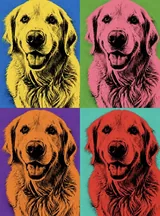 Pop art dog portrait on a round ceramic ornament