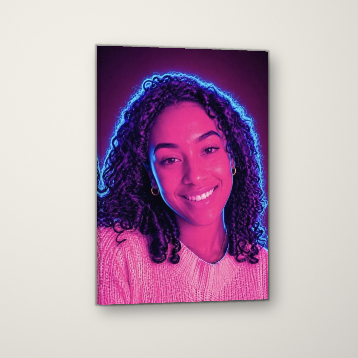 Neon portrait canvas, 24 by 36 inches